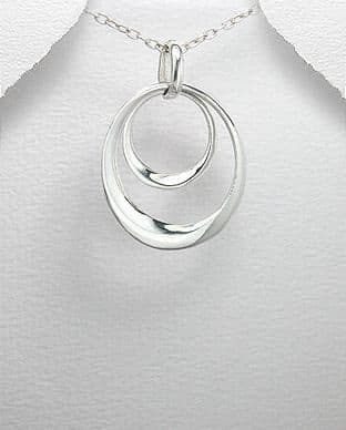 925 Sterling Silver Double Oval Link Pendant & Chain